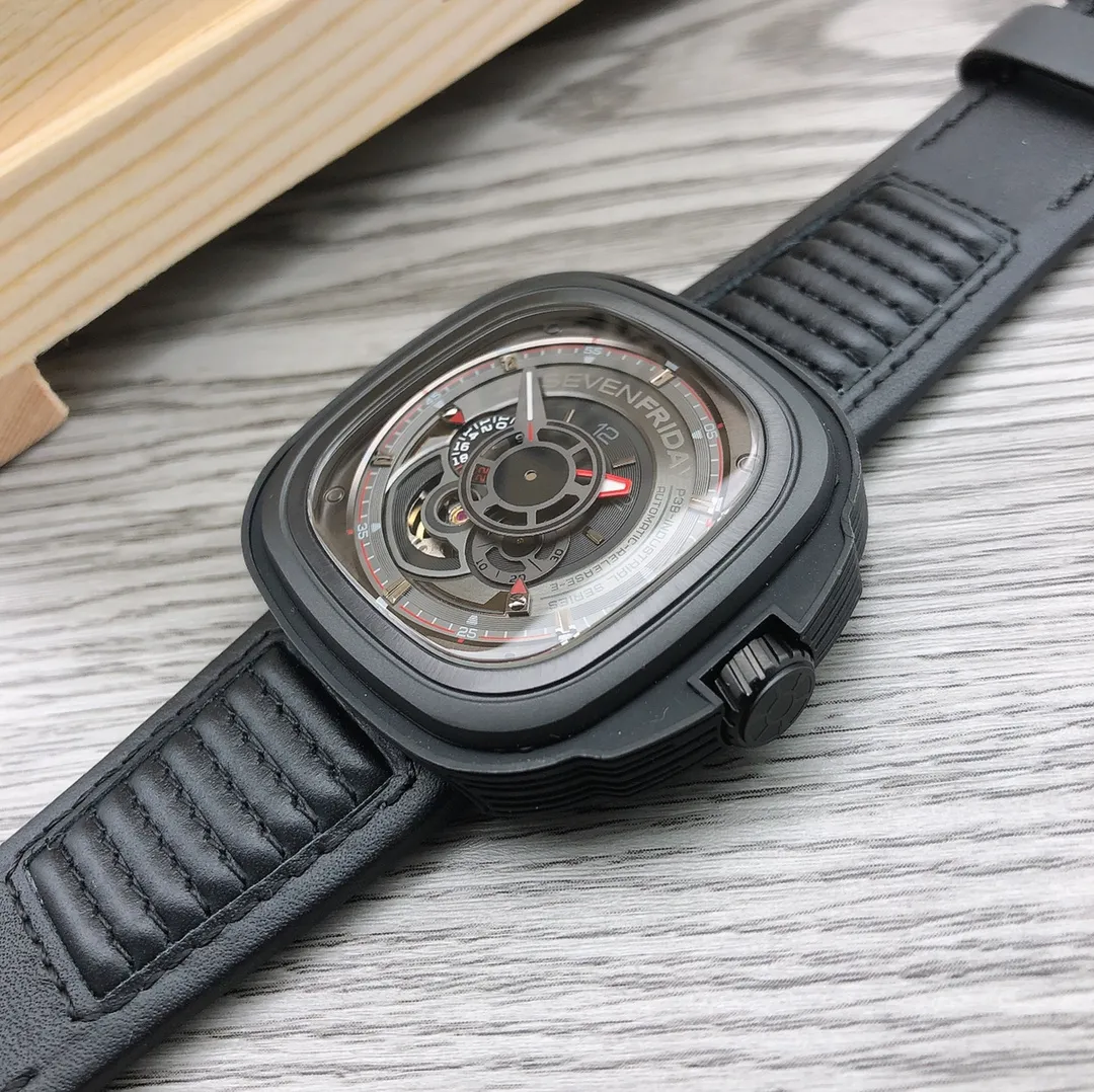 【Authentic Tmall】💰1640!  SevenFriday 🎮 Model: SF-P6B/01 Size: 47*13mm Movement: Original Japanese Citizen movement, sapphire glass, first-layer cowhide; pin buckle [naughty] real photos of the details of our own products, 🎮Full of fun pointer design, but not ugly at all. It also has a 24-hour display, clear and clear ~ recommended! Complete set brand new